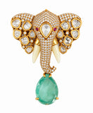 Elegant Elephant Motif Gemstone Brooch