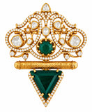 Elegant Gold-Tone Gemstone Statement Brooch
