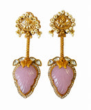 Elegant Leaf Carved Stone Earrings