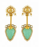 Elegant Leaf Carved Stone Earrings